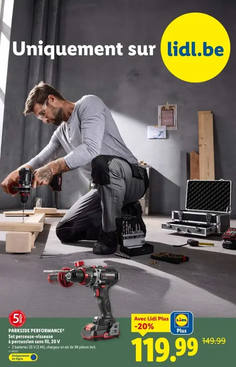 Offre: Set perceuse-visseuse à percussion sans fil