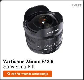 Aanbieding: 7artisans 7.5mm F/2.8 Sony E mark II