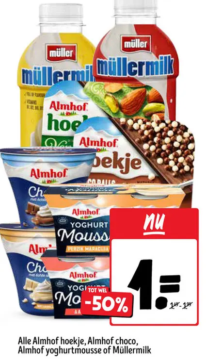 Aanbieding: Almhof hoekje, Almhof choco, Almhof yoghurtmousse of Müllermilk