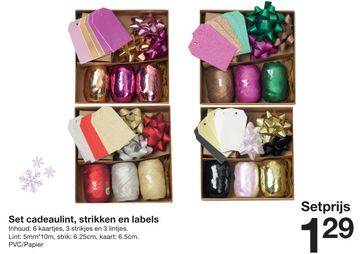 Aanbieding: Set cadeaulint, strikken en labels 