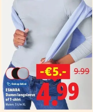 Aanbieding: Dames longsleeve of T-shirt