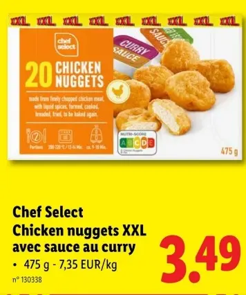 Offre: Chicken nuggets XXL avec sauce au curry