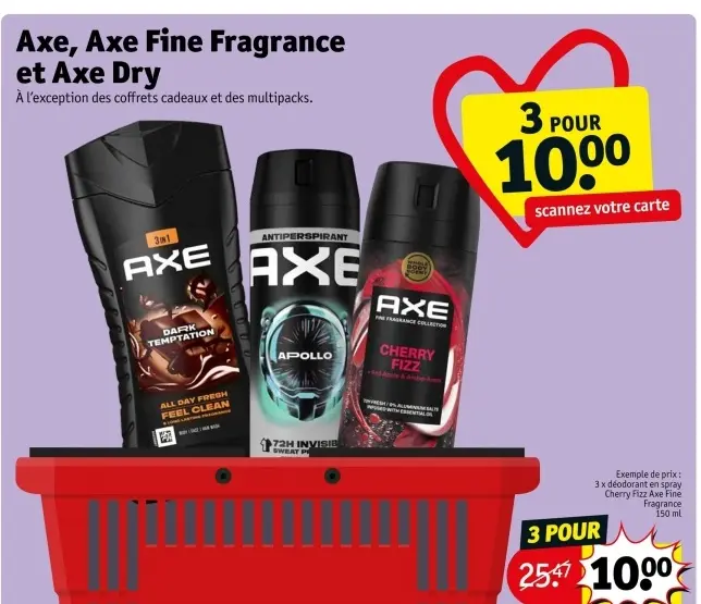 Offre: Axe, Axe Fine Fragrance et Axe Dry