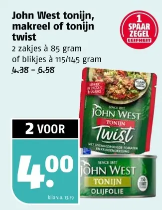 Aanbieding: tonijn, makreel of tonijn twist