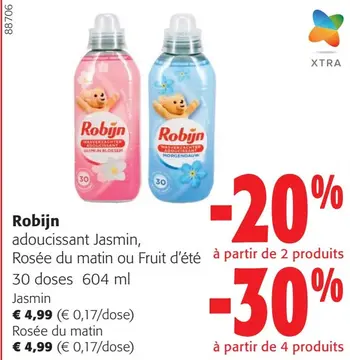 Offre: Robijn adoucissant Jasmin, Rosée du matin ou Fruit d'été