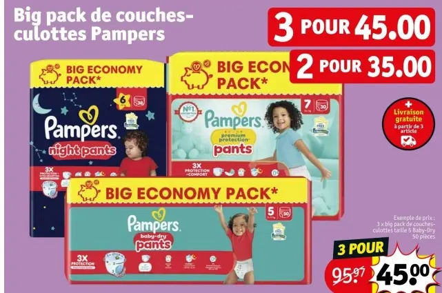 Offre: Big pack de couches-culottes Pampers