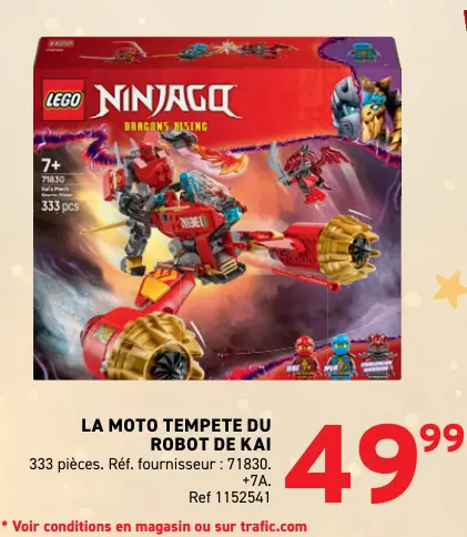 Offre: Lego NINJAGO la moto tempete du robot de kai
