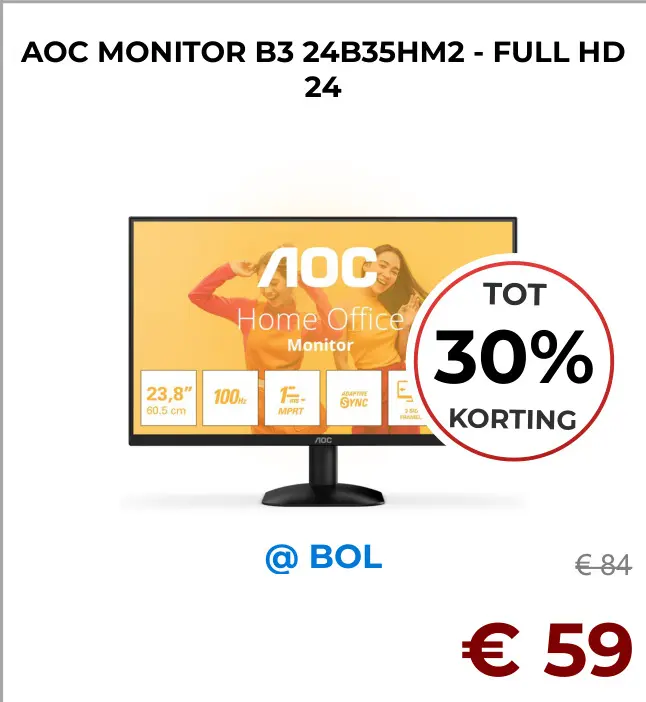 Aanbieding: Aoc monitor b3 24b35hm2 - full hd 24