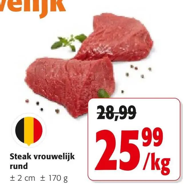 Promotie: Steak vrouwelijk rund
