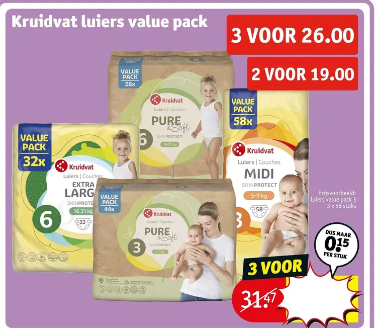 Aanbieding: Kruidvat luiers value pack