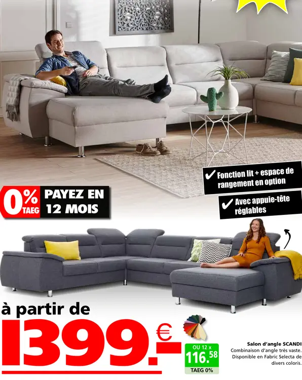 Offre: Salon d'angle SCANDI
