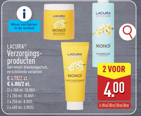 Promotie: Verzorgingsproducten met monoï-bloemenparfum