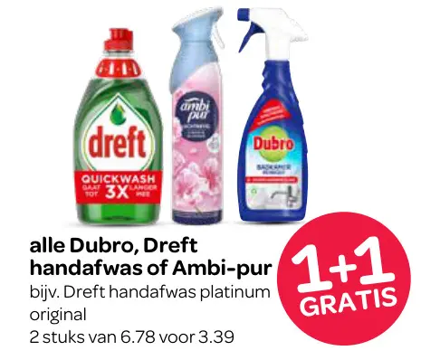 Aanbieding: Dubro, Dreft handafwas of Ambi-pur