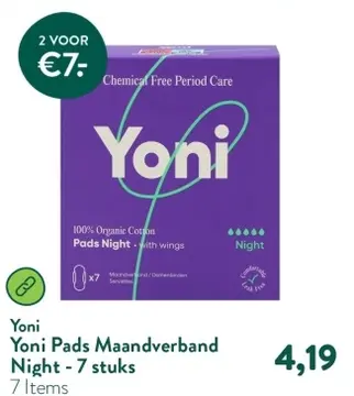Aanbieding: Yoni Pads Maandverband Night - 7 stuks