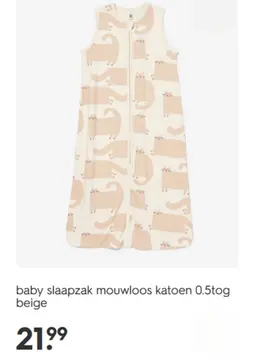 Aanbieding: baby slaapzak mouwloos katoen