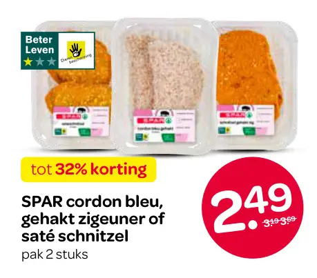 Aanbieding: Cordon bleu, gehakt zigeuner of saté schnitzel