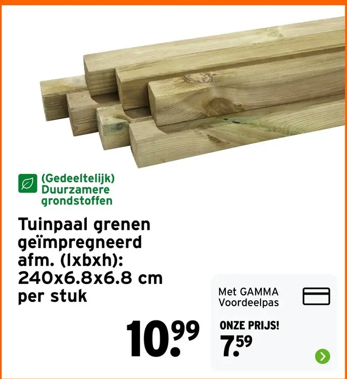Aanbieding: Tuinpaal grenen geïmpregneerd