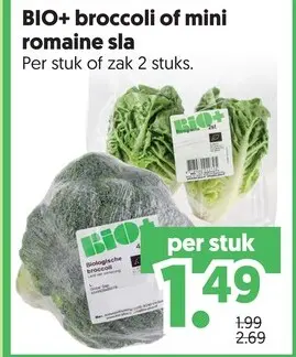 Aanbieding: BIO+ broccoli of mini romaine sla