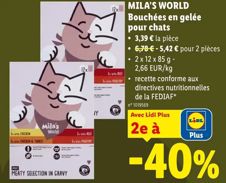 Offre: Mila's World Bouchées en gelée pour chats