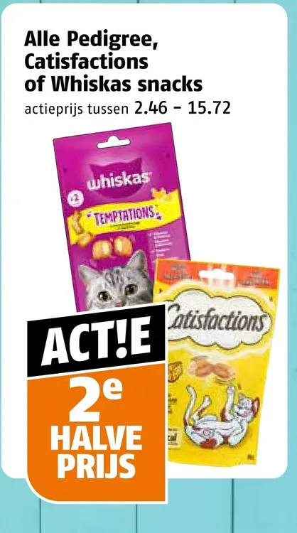 Aanbieding: Alle Pedigree, Catisfactions of Whiskas snacks
