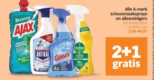 Aanbieding: A-merk schoonmaaksprays en allesreinigers