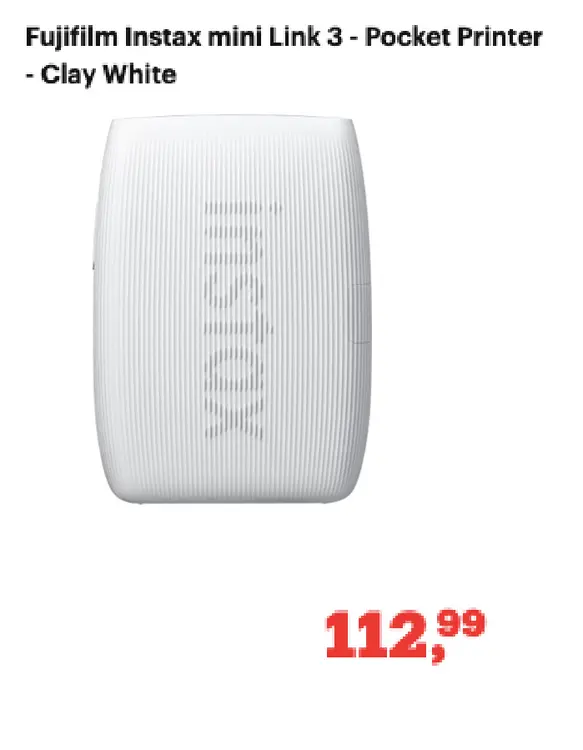 Promotie: Instax mini Link 3 - Pocket Printer - Clay Wh