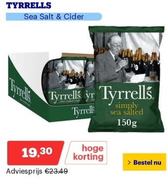 Aanbieding: TYRRELLS - Sea Salt & Cider Vinegar 8x150 gram