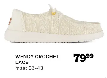 Aanbieding: HEYDUDE Wendy Crochet Instappers wit Textiel