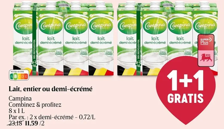 Offre: Lait, entier ou demi-écrémé