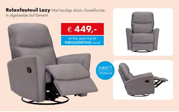 Aanbieding: Lazy relaxfauteuil grijs