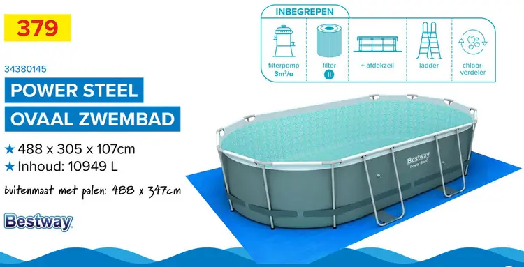 Promotie: Zwembad ovaal 488x305x107 cm
