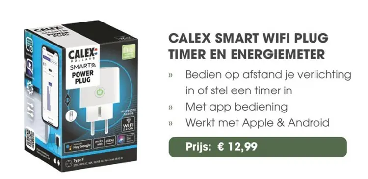 Aanbieding: Calex smart wifi plug timer en energiemeter