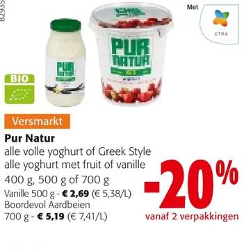 Aanbieding: Pur Natur alle volle yoghurt of Greek Style alle yoghurt met fruit of vanille
