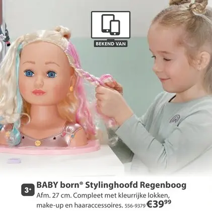 Aanbieding: BABY born® Stylinghoofd Regenboog