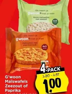 Aanbieding: Maïswafels Zeezout of Paprika