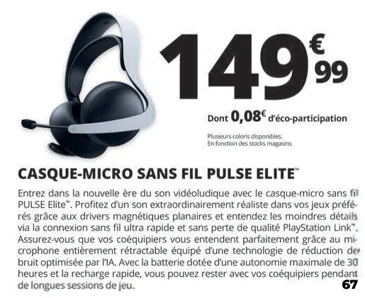 Offre: Casque-micro sans fil pulse elite™