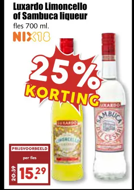 Aanbieding: Limoncello of Sambuca liqueur