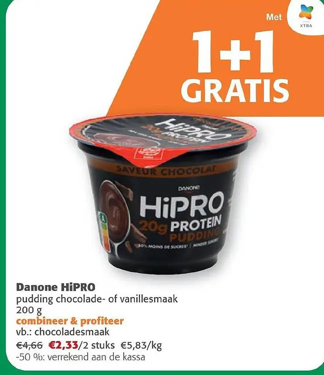 Aanbieding: HiPRO pudding chocolade- of vanillesmaak
