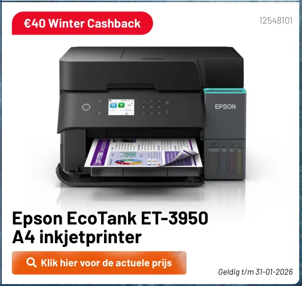 Aanbieding: EcoTank ET-3950 A4 inkjetprinter