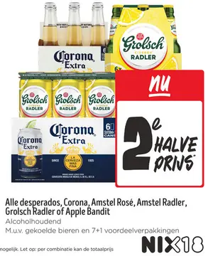 Aanbieding: Alle desperados, Corona, Amstel Rosé, Amstel Radler, Grolsch Radler of Apple Bandit