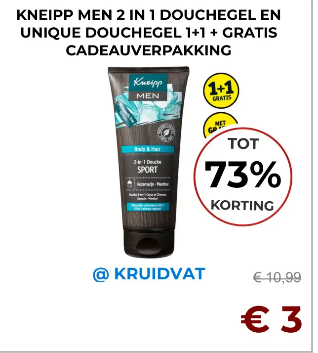 Aanbieding: Kneipp men 2 in 1 douchegel en unique douchegel 