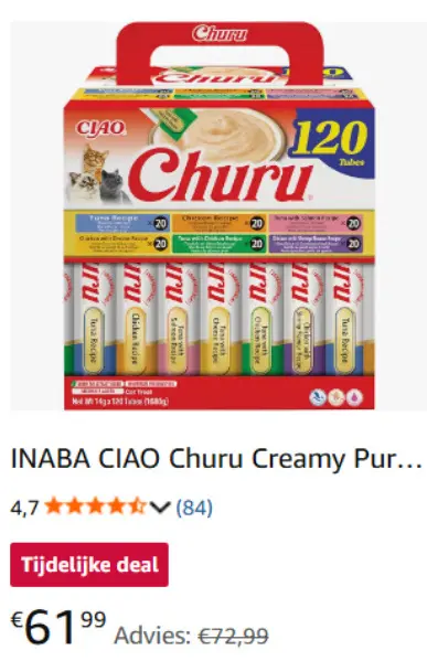 Promotie: INABA CIAO Churu Creamy Puree Kattenknaapjes