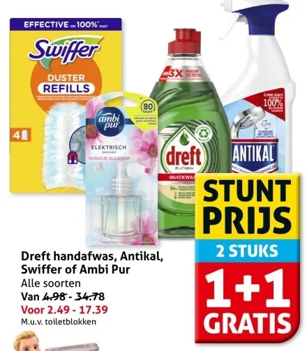 Aanbieding: Dreft handafwas, Antikal, Swiffer of Ambi Pur