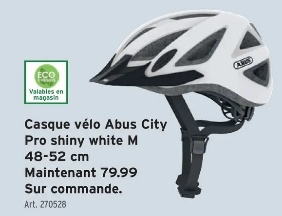 Offre: Casque vélo Abus City Pro shiny white M 48-52