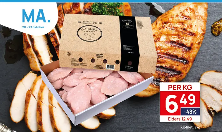 Aanbieding: Kipfilet per stuk ingevroren ca. 5kg