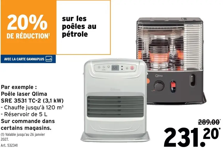 Offre: Poêle laser Qlima SRE 3531 TC-2 (3,1 kW)