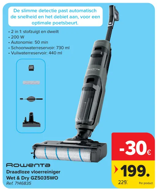 Promotie: Draadloze vloerreiniger Wet & Dry 5035WO