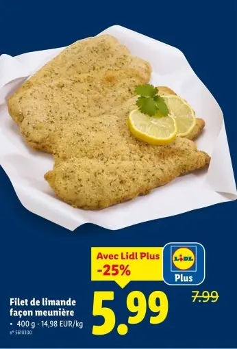 Offre: Filet de limande façon meunière