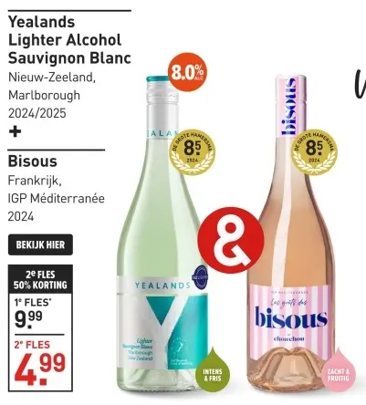 Aanbieding: Yealands Lighter Alcohol Sauvignon Blanc + Bisous
