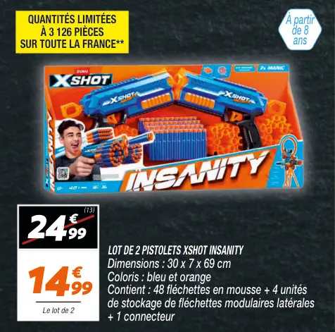 Offre: Lot de 2 pistolets XSHOT insanity